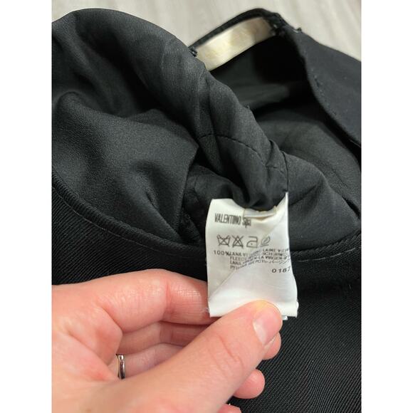 VALENTINO Black 100% Wool Bow Accent Sleeveless A-Line Knee Length Dress 12 - Picture 4 of 5